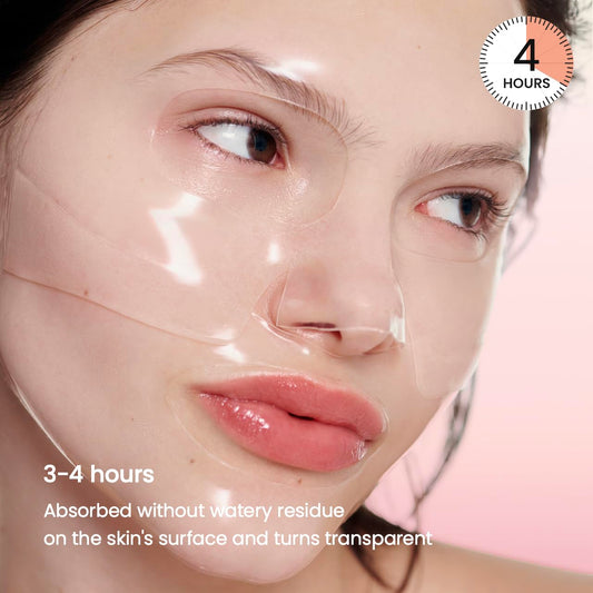 Bio-Collagen Real Deep Mask, Hydrating Overnight Hydrogel Mask, Pore Minimizing, Elasticity, Plumping Improvement, Korean Skin Care, Valentines Day Gifts for Her | 1.19Oz(34G) X 4Ea