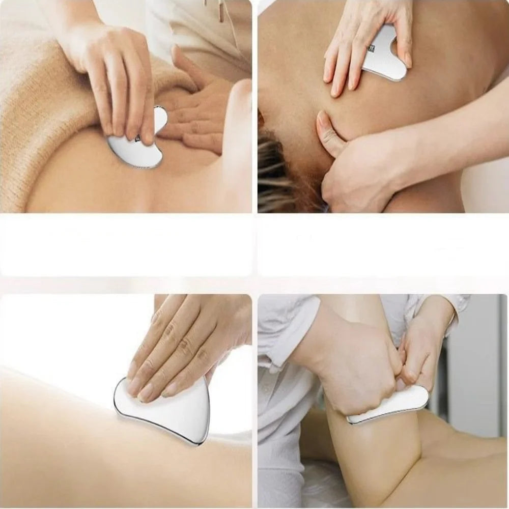 Stainless Steel Gua Sha Facial Tools Guasha for Face Metal Gua Sha Tighten Skin Massage Guasha Beauty Tool for Body Eyes Neck Massager with Travel Pouch Skin Care Gifts