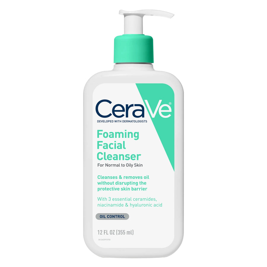 CeraVe Foaming Facial Cleanser (Normal to Oily Skin) – 12 fl oz / 355 mL