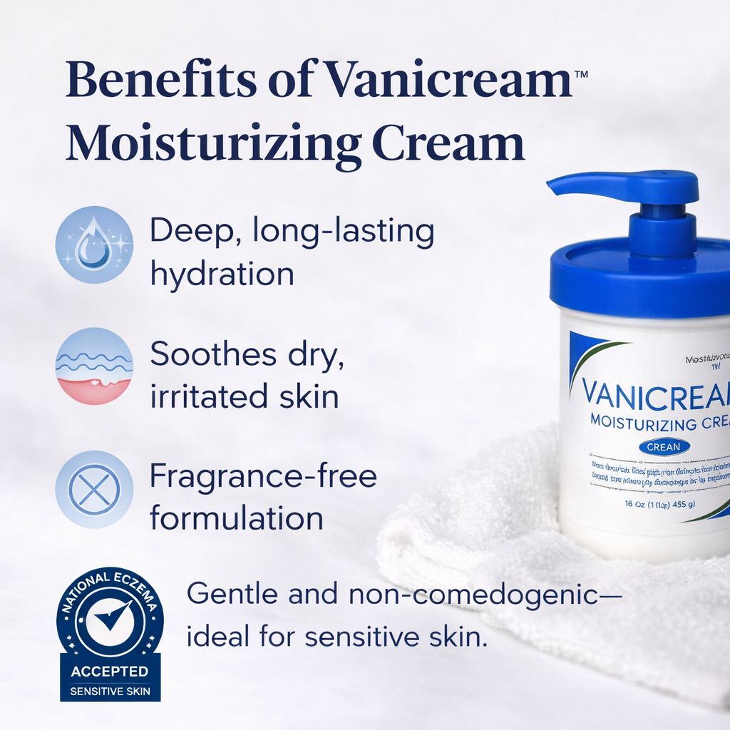 Vanicream Moisturizing Cream with Pump – Deep Hydration for Sensitive & Dry Skin (16 oz)