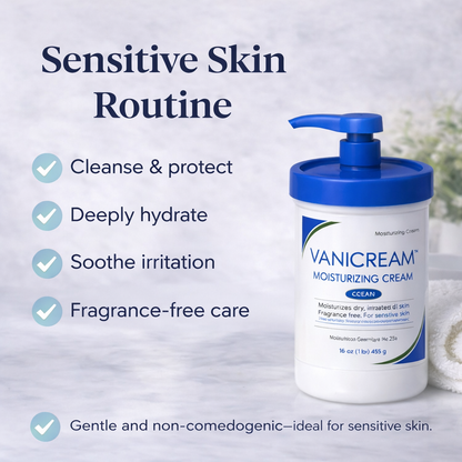 Vanicream Moisturizing Cream with Pump – Deep Hydration for Sensitive & Dry Skin (16 oz)