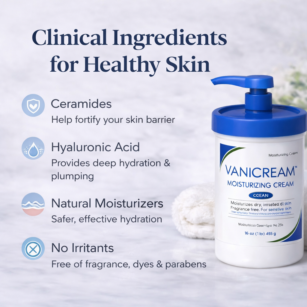 Vanicream Moisturizing Cream with Pump – Deep Hydration for Sensitive & Dry Skin (16 oz)